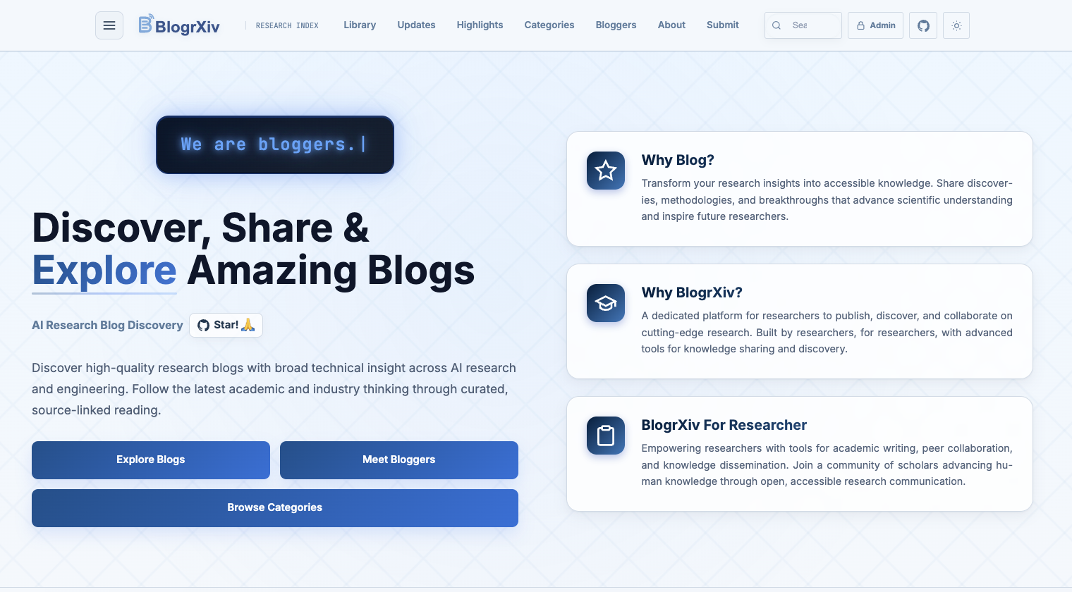 BlogrXiv homepage.